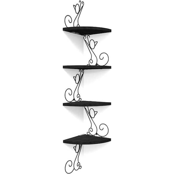 Cubilan 7.87 in. W x 7.87 in. D Black Composite Decorative Wall Shelf, 4 Tier Corner Shelves