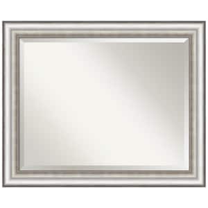 Medium Rectangle Salon Silver Beveled Glass Modern Mirror (27 in. H x 33 in. W)