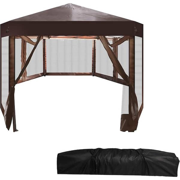 Amucolo 6.6 ft. x 6.6 ft. Outdoor Gazebo Patio Hexagonal Canopy Tent Sun Shade with Mosquito Netting and Carry Bag
