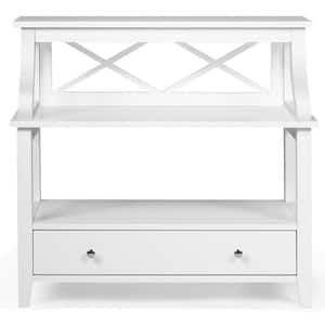 31 in. White 3-Tier Side End Table with Drawers
