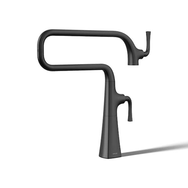 Graze 1-Handle Deck Mount Pot Filler Kitchen Faucet in Matte Black