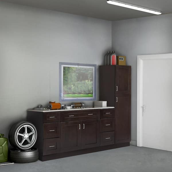 Design House Brookings Solid Wood Ready to Assemble Shaker 18 in. x 36 in. x 12 in. 1 Door Wall Kitchen Cabinet in Espresso