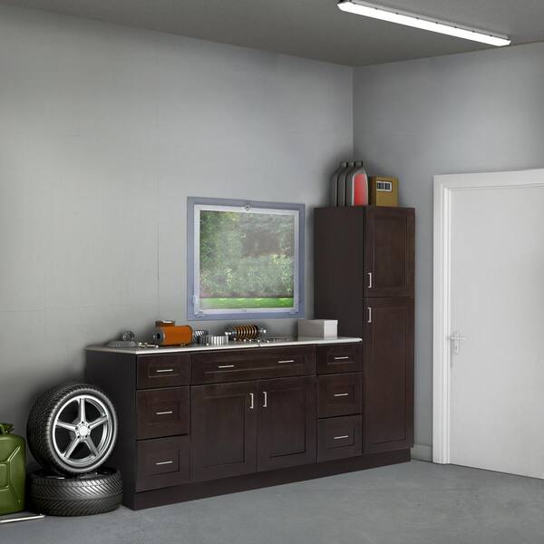 Design House - Brookings Plywood Ready to Assemble Shaker 24x30x12 in. 1-Door Blind Wall Kitchen Cabinet in Espresso
