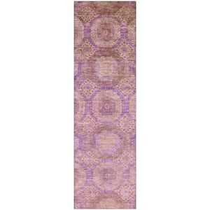 Mayfield Premium Machine Washable Abstract AMF1925 Blush 2 ft. x 7 ft. Runner Rug