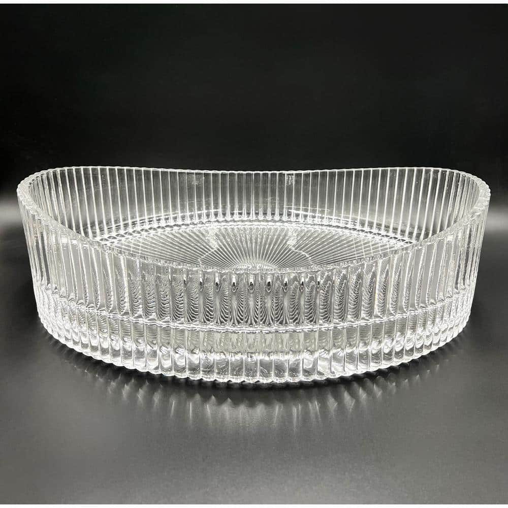 20'' Clear Ribbed Glass Oval Above-Counter Vessel Sink