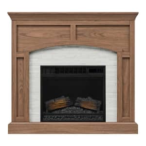 Fallston 45 in. Infrared Wall Mantel Electric Fireplace in Natural Walnut with Cool Glow Insert and Reversible Surround