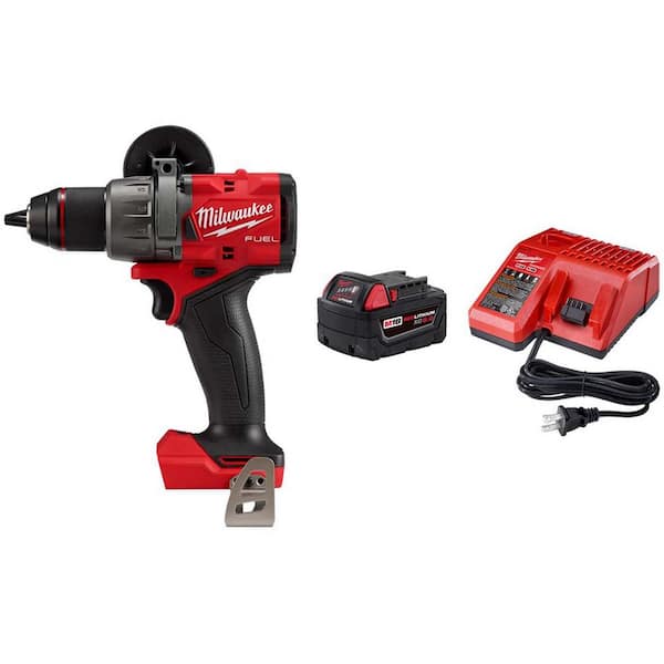Milwaukee M18 FUEL 18-Volt Lithium-Ion Brushless Cordless 1/2 in. Hammer Drill/Driver with (1) 5.0Ah Battery and Charger