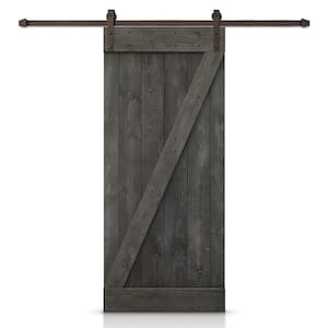 Z Series 30 in. x 84 in. Carbon Gray DIY Knotty Pine Wood Interior Sliding Barn Door with Hardware Kit