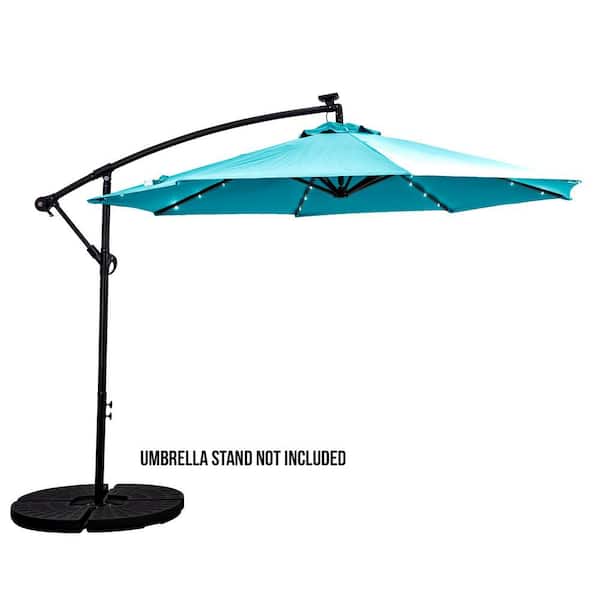 Sun-Ray 10 ft. Cantilever Offset Aluminum Solar Umbrella Cross Base in Seafoam Green