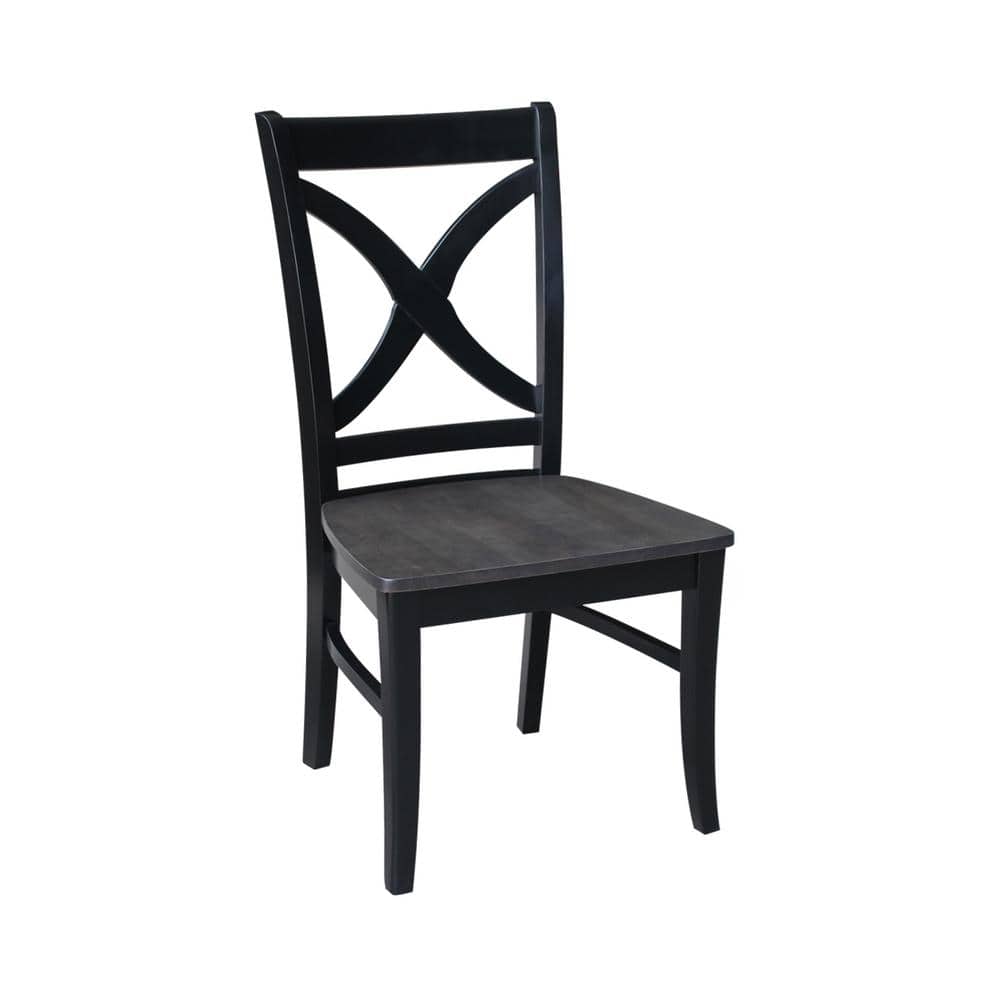 Black High Cross Back Solid Wood Dining Chair