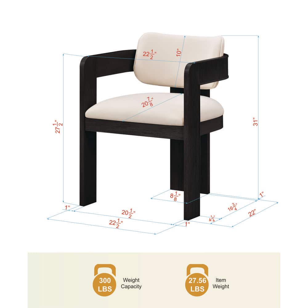 Dimensional scale reference of a dining chair.