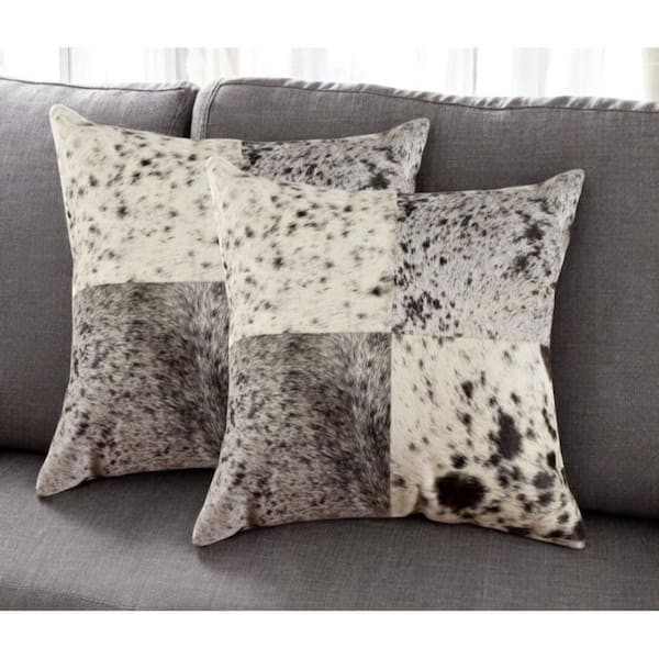 18 X 18 Silver Animal Print Cowhide Throw Pillow 18 X 18 Silver Animal Print Cowhide Throw Pillow
