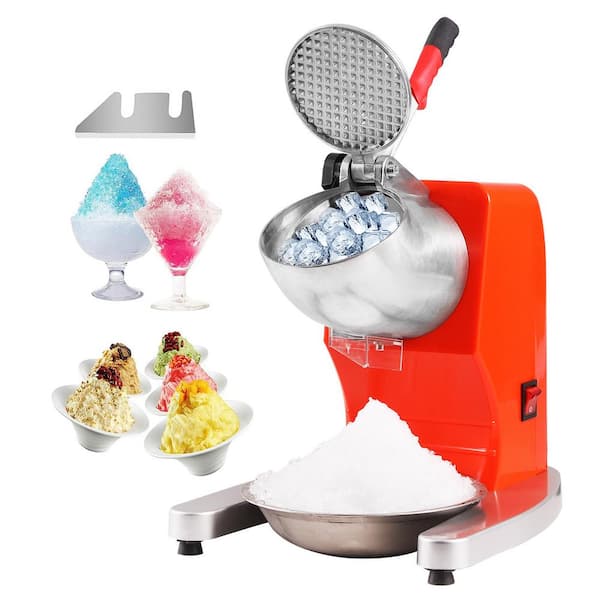 SVOPES 3527 oz. Per Hour Ice Crusher, Orange, Snow Cone Machine with, 4-Blade Electric, Stainless Steel Shaved Ice Machine
