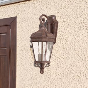 Harrison 2-Light Vintage Rust Outdoor Wall Lantern Sconce