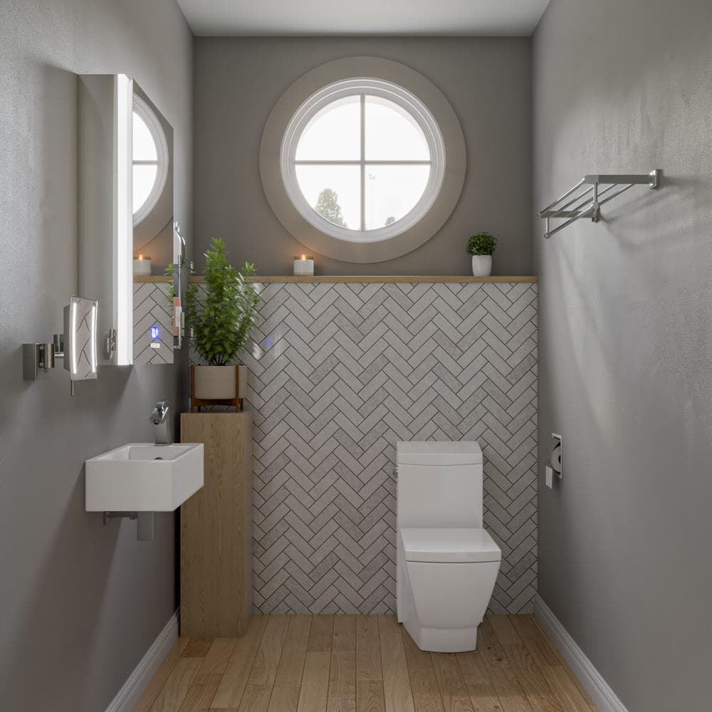 White Ceramic Rectangular Wall-Mount Bathroom Sink with Overflow
