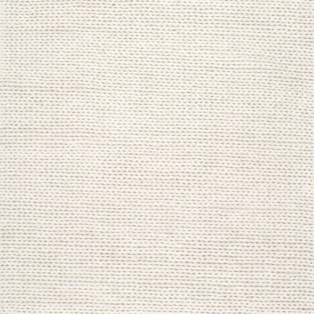 Luxurious Off-White Braided Wool 6' Square Area Rug