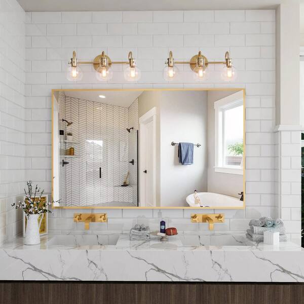 Robb Modern 3-Light Gold Bathroom Vanity Light Interior Powder Room Lighting with Clear Globe Shades