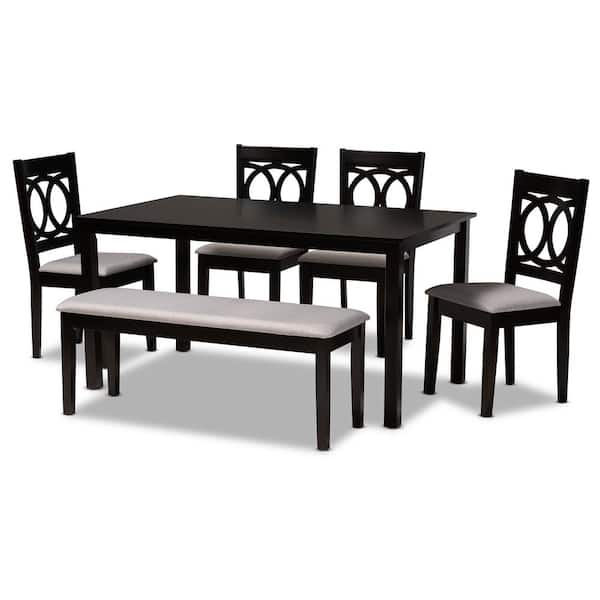 Baxton Studio Bennett 6-Piece Grey and Dark Brown Dining Set