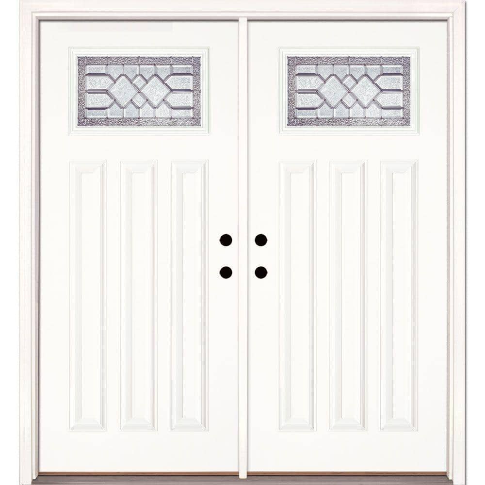 66 in. x 81.625 in. Mission Pointe Zinc Craftsman Unfinished Smooth Left-Ha