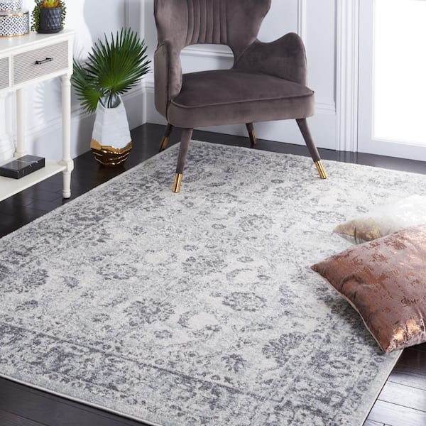 Tulum 4 ft. x 6 ft. Ivory/Gray Floral Oriental Area Rug