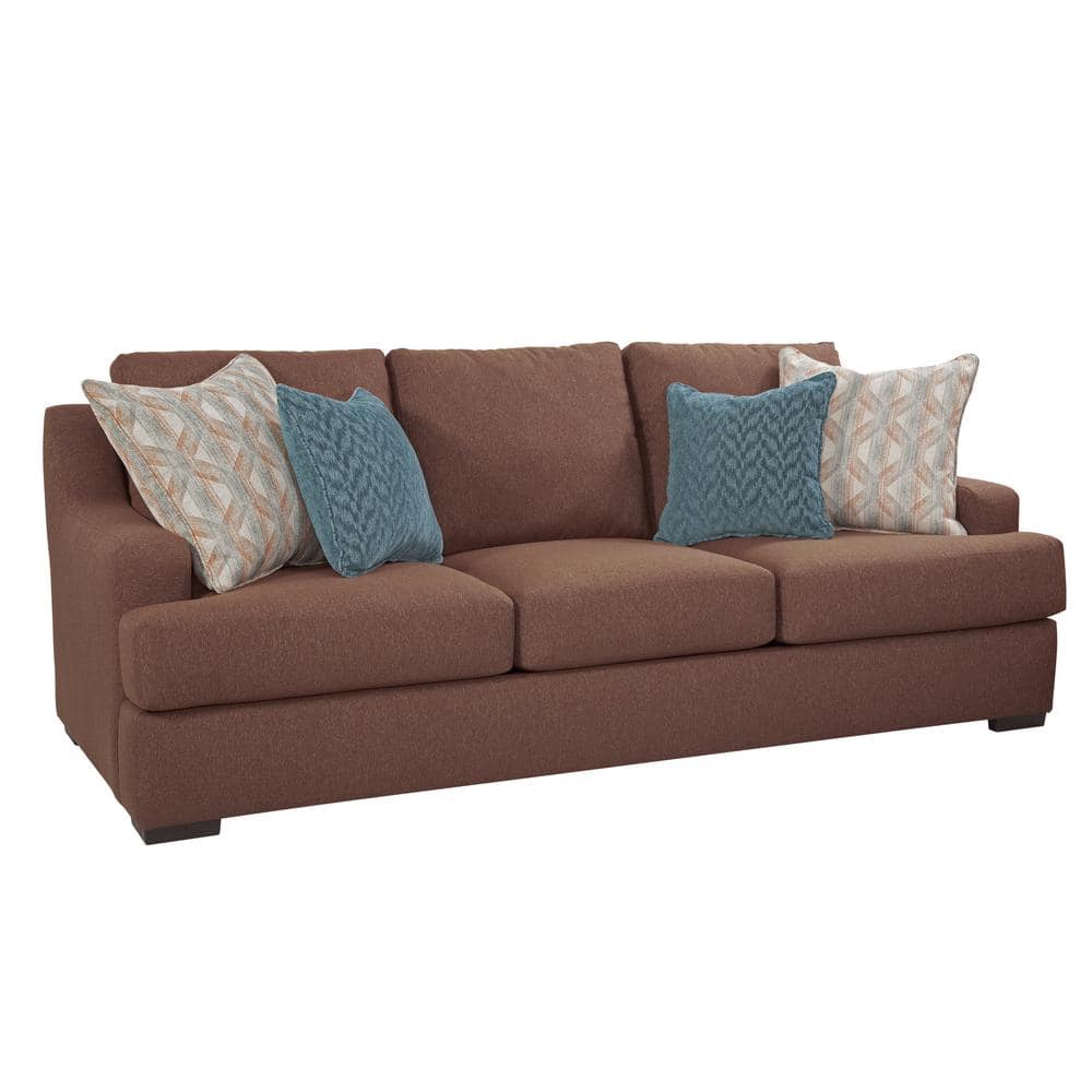 American Furniture Classics Earthtone Cinnamon Series 90 in. W Rolled Arm Fabric Transitional Rectangle Sofa in Brown -  8-010-A65V2