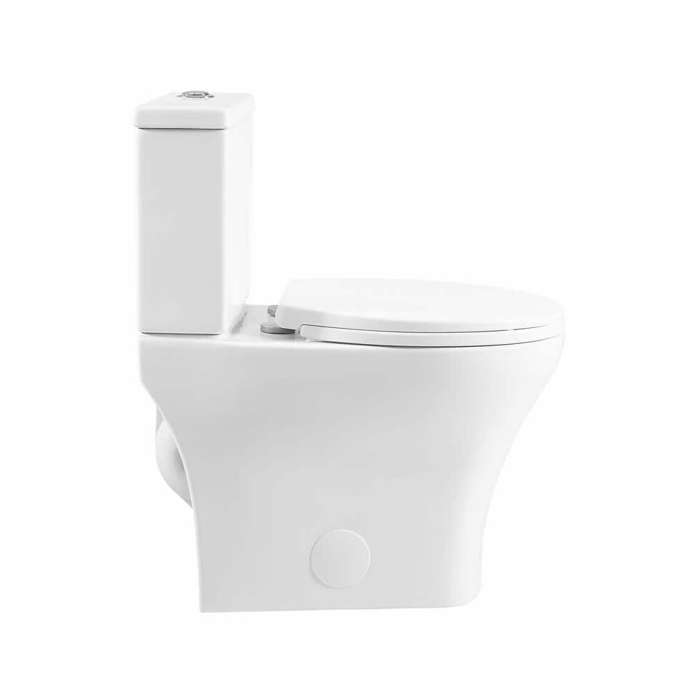 Glossy White Round Two-Piece Dual Flush Toilet