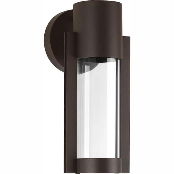 Progress Lighting Z-1030 LED Collection 1-Light Antique Bronze Clear Glass Modern Outdoor Small Wall Lantern Light