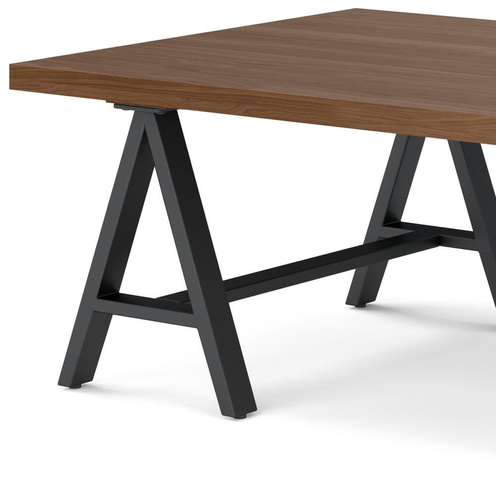 Sawhorse Industrial Solid Walnut Wood Coffee Table with Storage