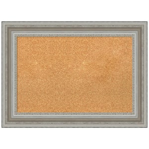 Parlor Silver 29.50 in. x 21.50 in. Framed Corkboard Memo Board