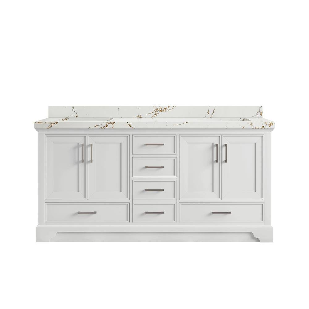 Willow Collections Charlotte 72 in. Double Sink Freestanding White Bath