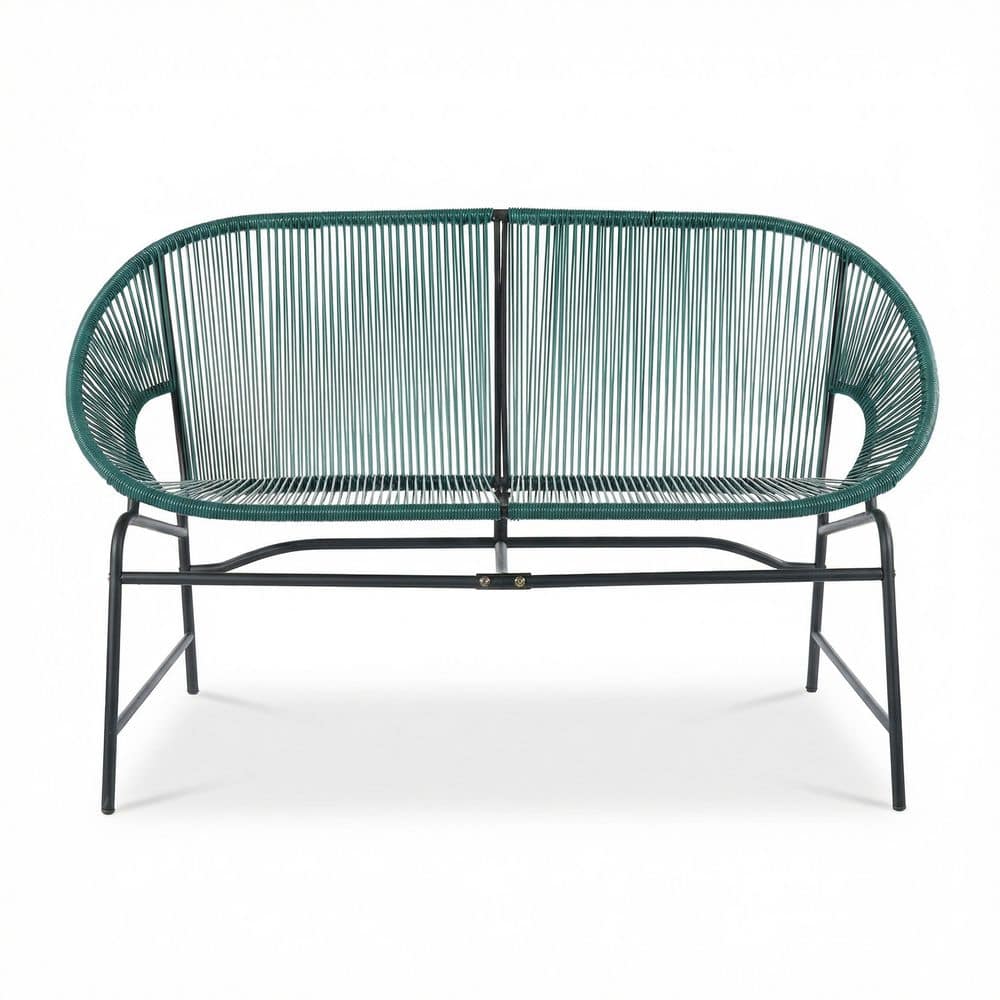 Teal Wicker Outdoor Loveseat with PE Rattan and Iron Frame price history on PriceWatchPro