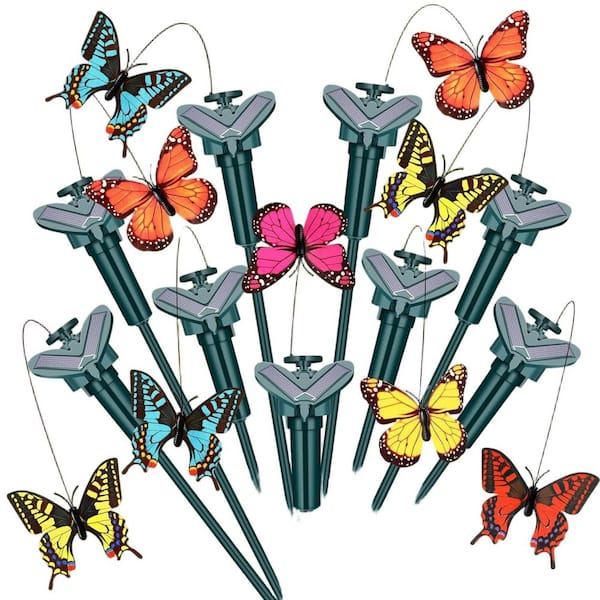 9-Pack Solar Flying Butterflies Decor-Moving Fluttering Waterproof Garden Stakes for Yard/Pathway