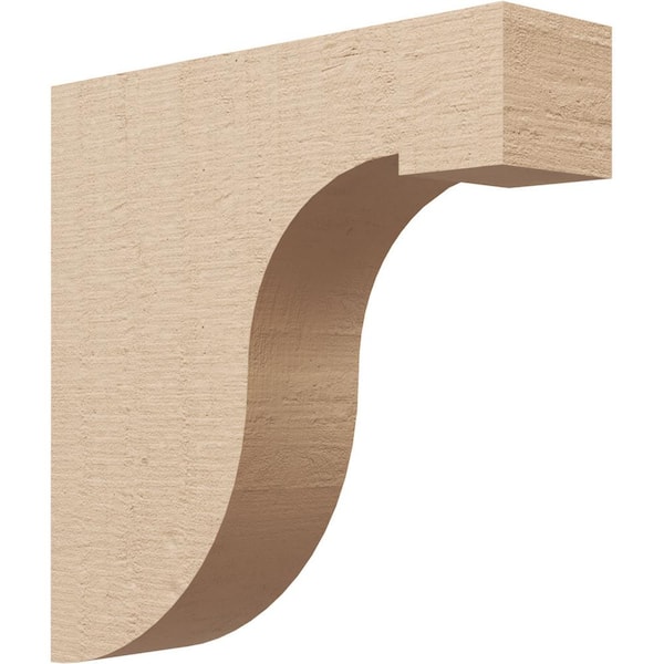 Ekena Millwork 4 in. x 16 in. x 16 in. Thin Del Monte Rough Cedar Woodgrain TimberThane Corbel, Primed Tan