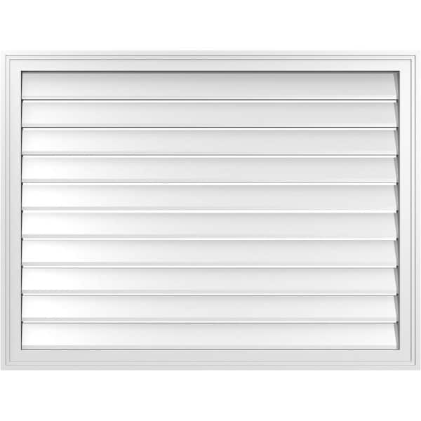 Ekena Millwork 42 in. x 32 in. Vertical Surface Mount PVC Gable Vent: Functional with Brickmould Frame
