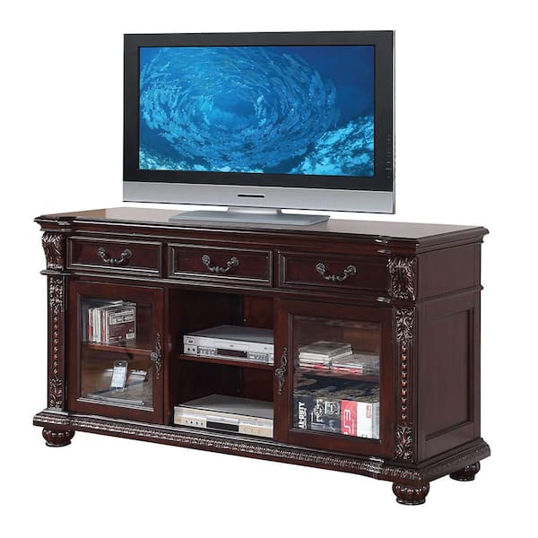 Acme Furniture Anondale 20 in. Red TV Stand 3-Storage Drawers Fits TV's up to 60 in.