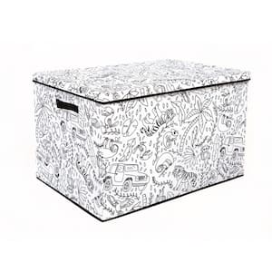 Kid's White Large Coloring Cube Storage Bin with Removable Divider and Washable Marker (4-Pack)