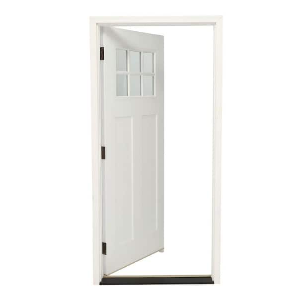 33.5 in. x 81.625 in. 6 Lite Clear Craftsman Unfinished Smooth Right-Hand Inswing Fiberglass Prehung Front Door