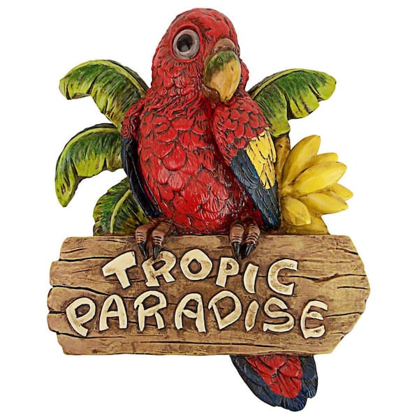Design Toscano 10 in. x 8 in. Tropic Parrot Paradise Wall Sculpture
