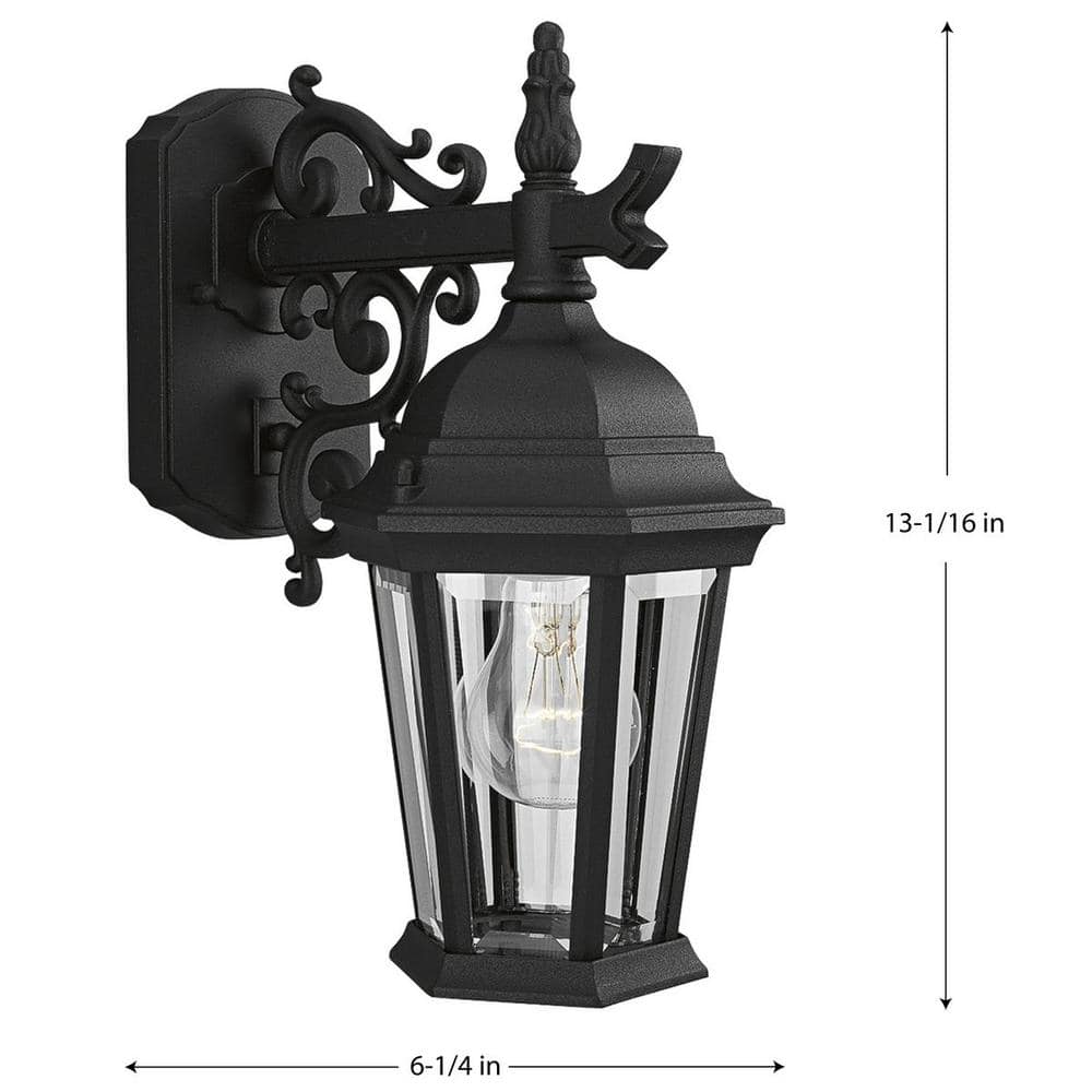 Elegant Black Ceramic Outdoor Lantern Sconce with Clear Beveled Glass