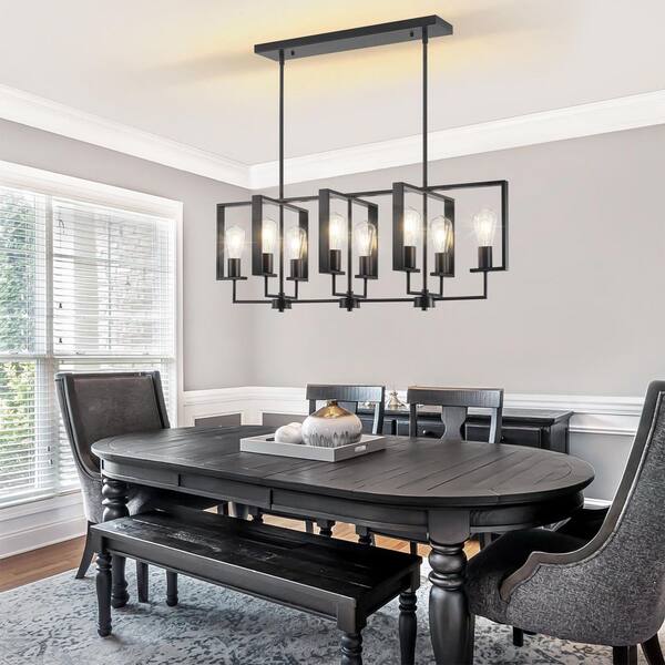 ZSMIHDOH 8-Light Black Modern Farmhouse Metal Kitchen Island
