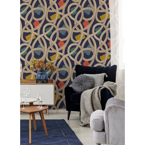 Blue Calix Indigo Twisted Geo Wallpaper
