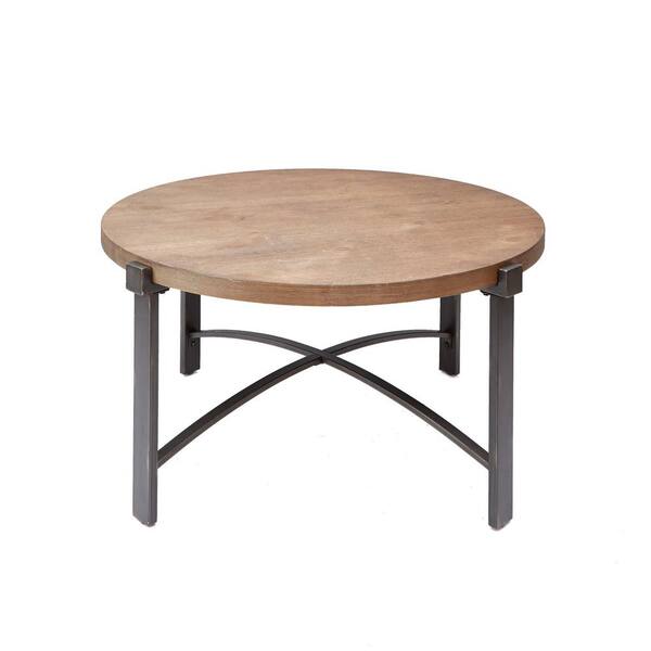 Silverwood Furniture Reimagined Lewis 38 in. Brown/Gray Medium Round Wood Coffee Table