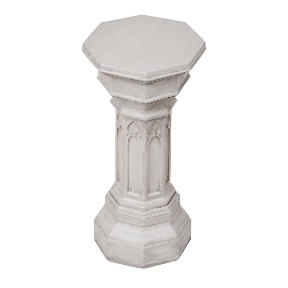 Tex Antique White Finish MGO Indoor/Outdoor Pedestal Plant Stand, Decorative Side Table (11.22 in. W x 22.64 in. H) price history on PriceWatchPro