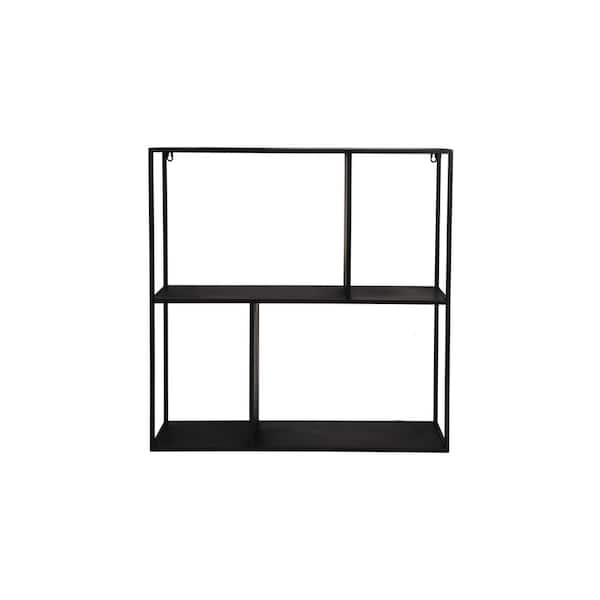 28 in. W x 7 in. D Black Square Metal Decorative Wall Shelf