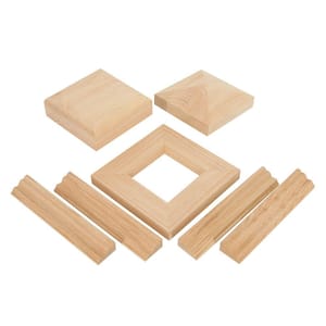 Stair Parts NC-91 Unfinished Red Oak Newel Cap Kit for 6-1/4 in. Squre Newel Posts for Stair Remodel