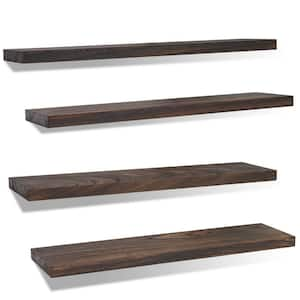 24 in. W x 9 in. D Wood Decorative Wall Shelf, Brown(Set of 2 ...