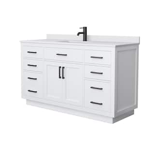 Beckett TK 60 in. W x 22 in. D x 35 in. H Single Bath Vanity in White with White Cultured Marble Top