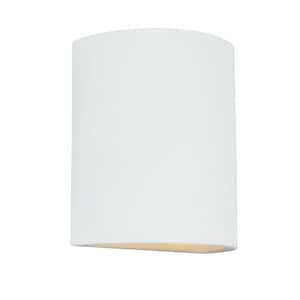 Paintable Ceramic Sconces 8 in. W. 1-Light Unfinished Ceramic Outdoor 10 in. Wall Lantern Sconce with LED Bulb