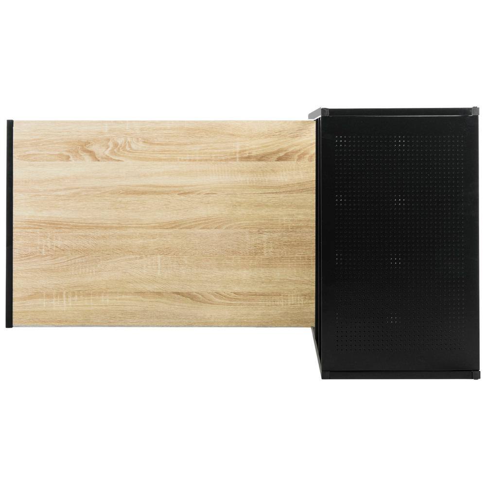 Transitional Black Metal Corner Home Office Desk with Open & Closed Shelving