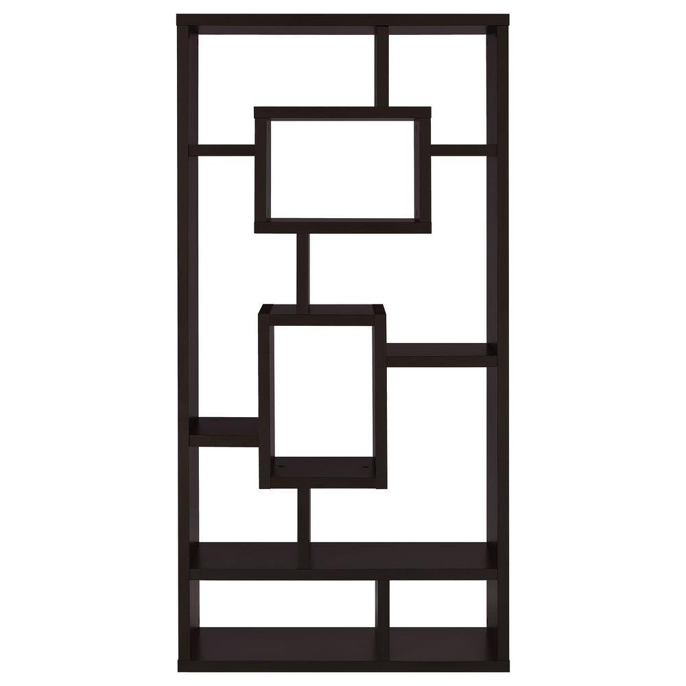 Howie Espresso 10-Shelf Geometric Bookcase